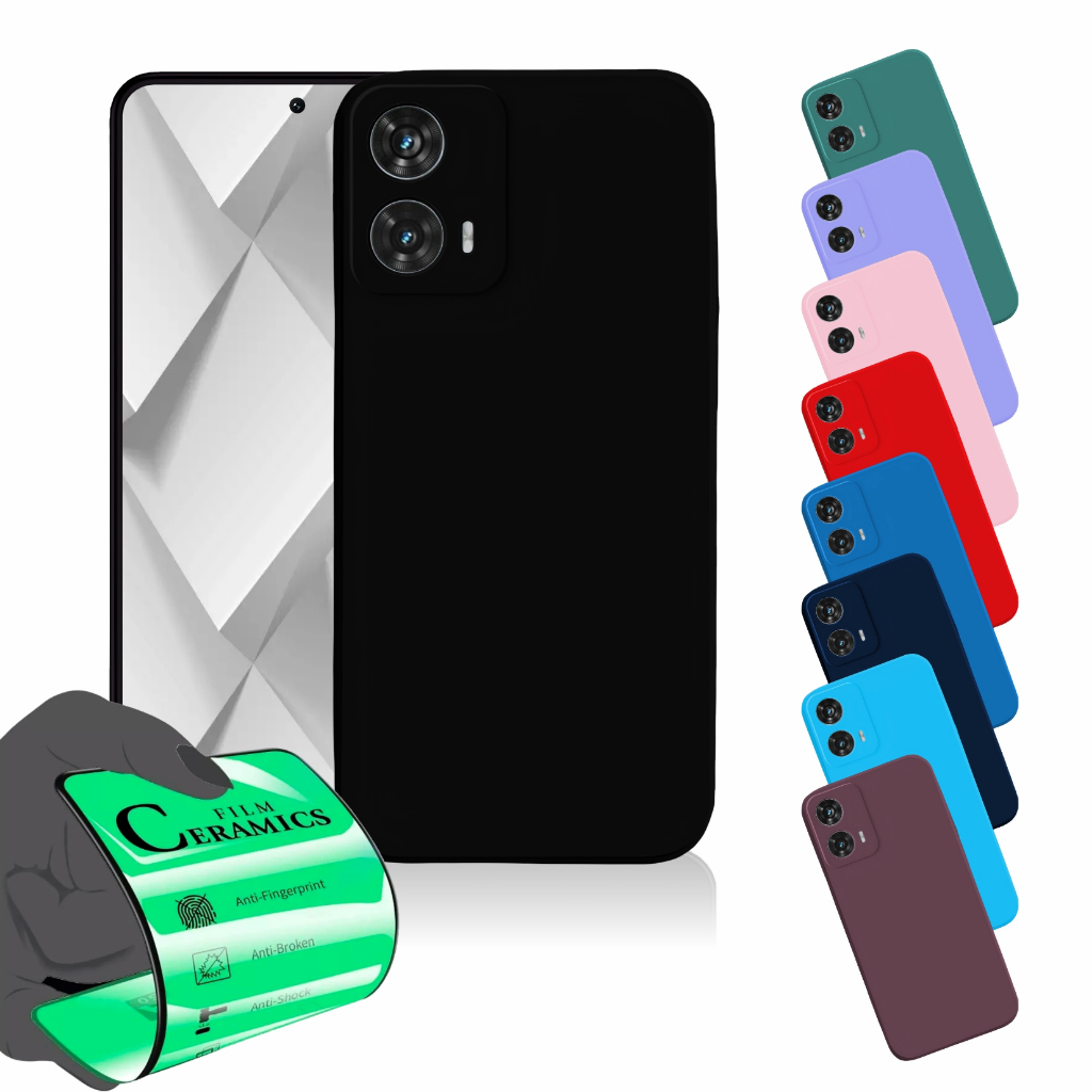 Capa Capinha Anti Shock Aveludada + Película Para Moto Edge 50 Fusion