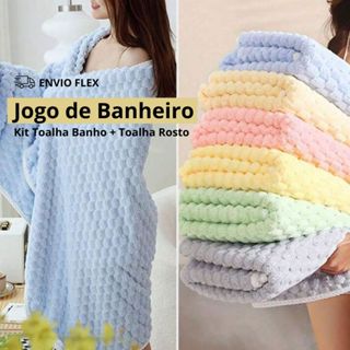 Kit Toalha De Banho Grande 140 x 70 + Toalha de Rosto Jogo de Banheiro Seca Rápido Ref-A21...