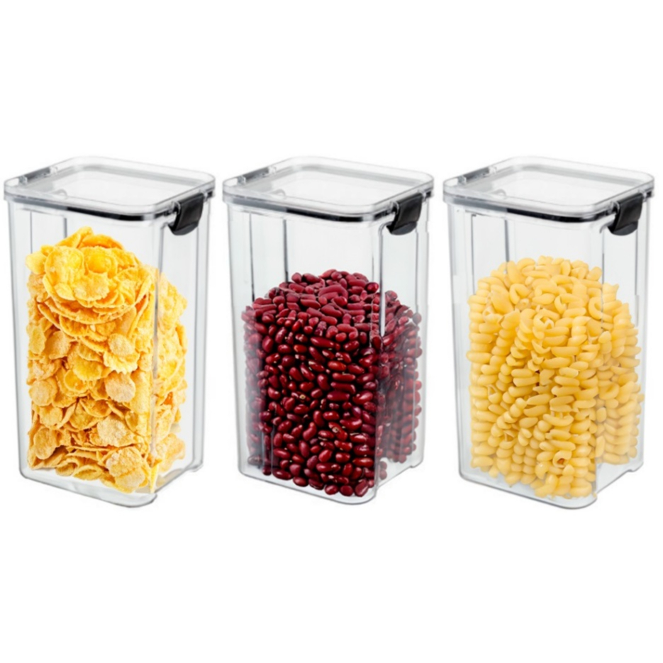 Kit 3 Potes Herméticos 1,45 Litros Tampa De Vedação Empilhável em Oferta na Shopee