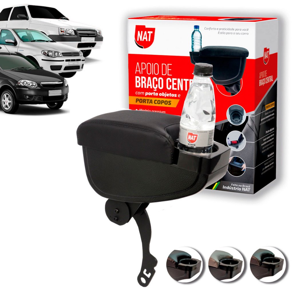 Apoio de Braço Palio Siena Strada 1996 Até 2012 E Uno 1984 Até 2012 Suporte Reto C/ Porta Copo