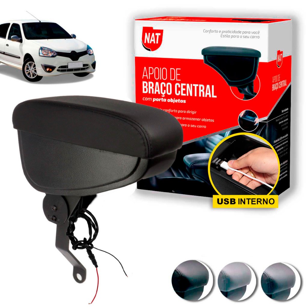 Apoio de Braço Clio 2004 Até 2016 C/ Usb em Oferta na Shopee