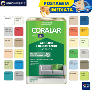 Tinta Coralar Acrílica Anti Mofo Coral 18L -  Escolha sua cor! em Oferta na Shopee