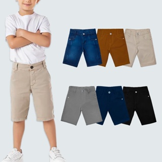 Bermuda Infantil Juvenil Menino Sarja Brim Short Jeans 02-16 em Oferta na Shopee