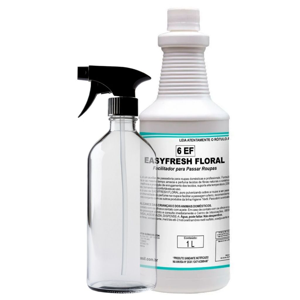 Easyfresh Floral 1L Facilitador De Passadoria Com Gatilho Borrifador e Frasco 500ml