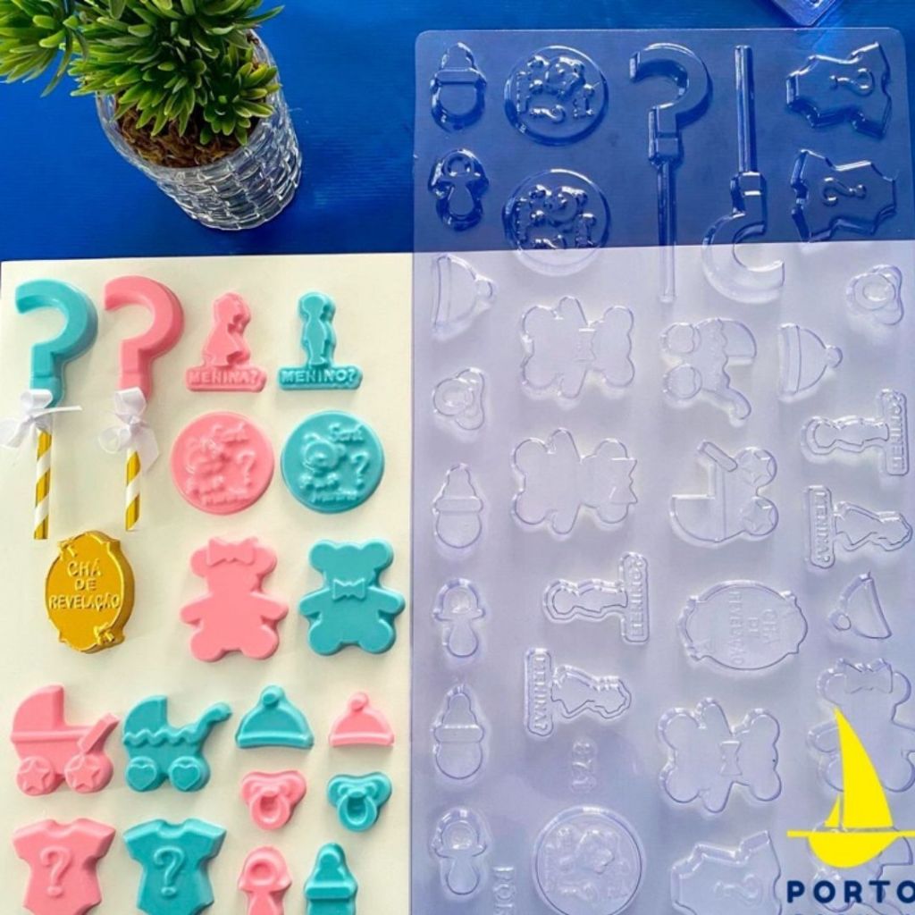 1 ~ 4  Forma para chocolate folha moldagem cha revelação, cha de bebe  Porto cod p871// em Oferta na Shopee