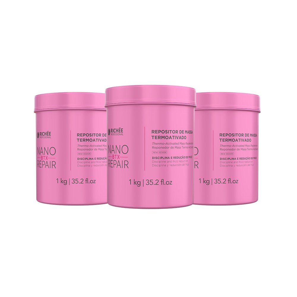 Kit 3 NanoBeauty BTX Termoativado Antifrizz Booster Recuperação 3X1kg em Oferta na Shopee
