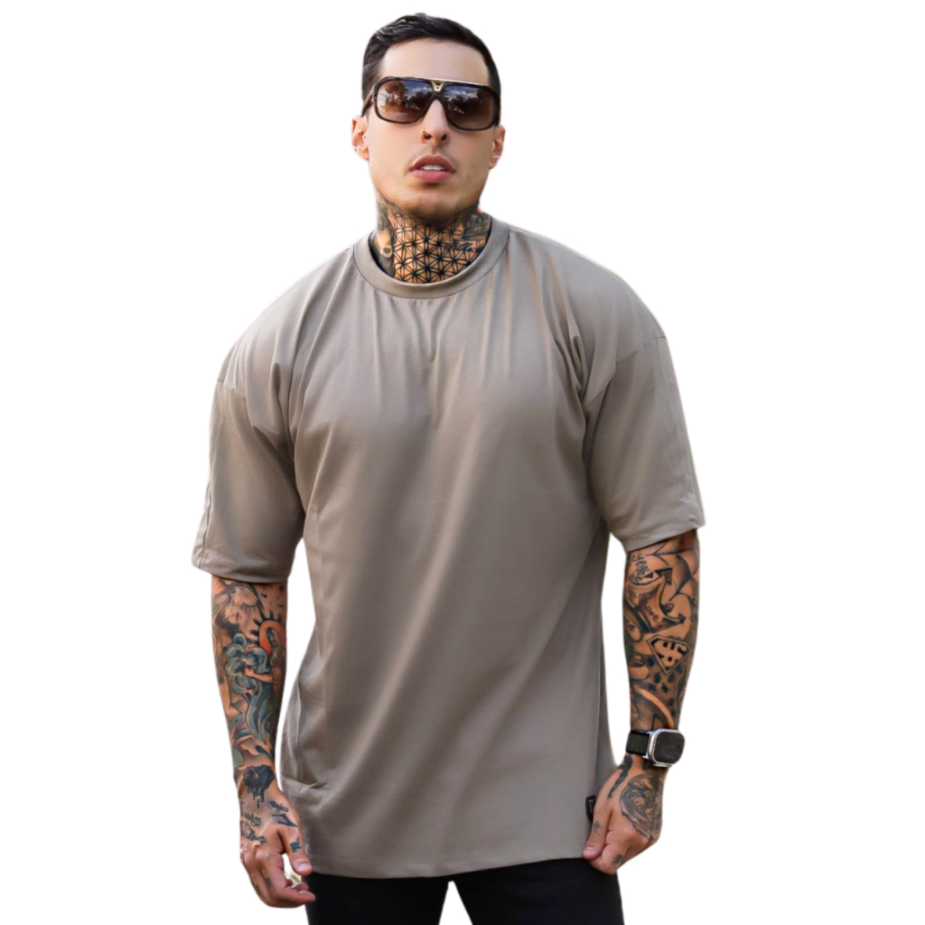 Camiseta Masculina Oversized Moda Streetwear Longline Algodão