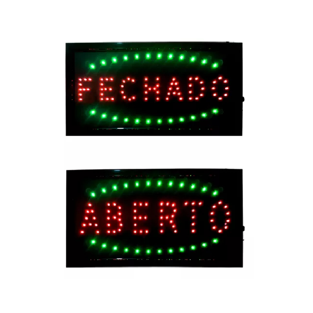 Painel Letreiro Luminoso Led 2 Em 1 Aberto Fechado