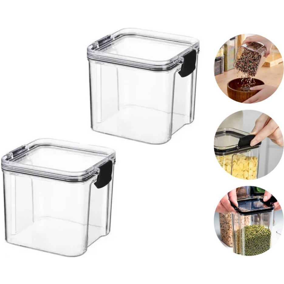 Kit 2 Potes Herméticos 950ml Tampa De Vedação Empilhável em Oferta na Shopee