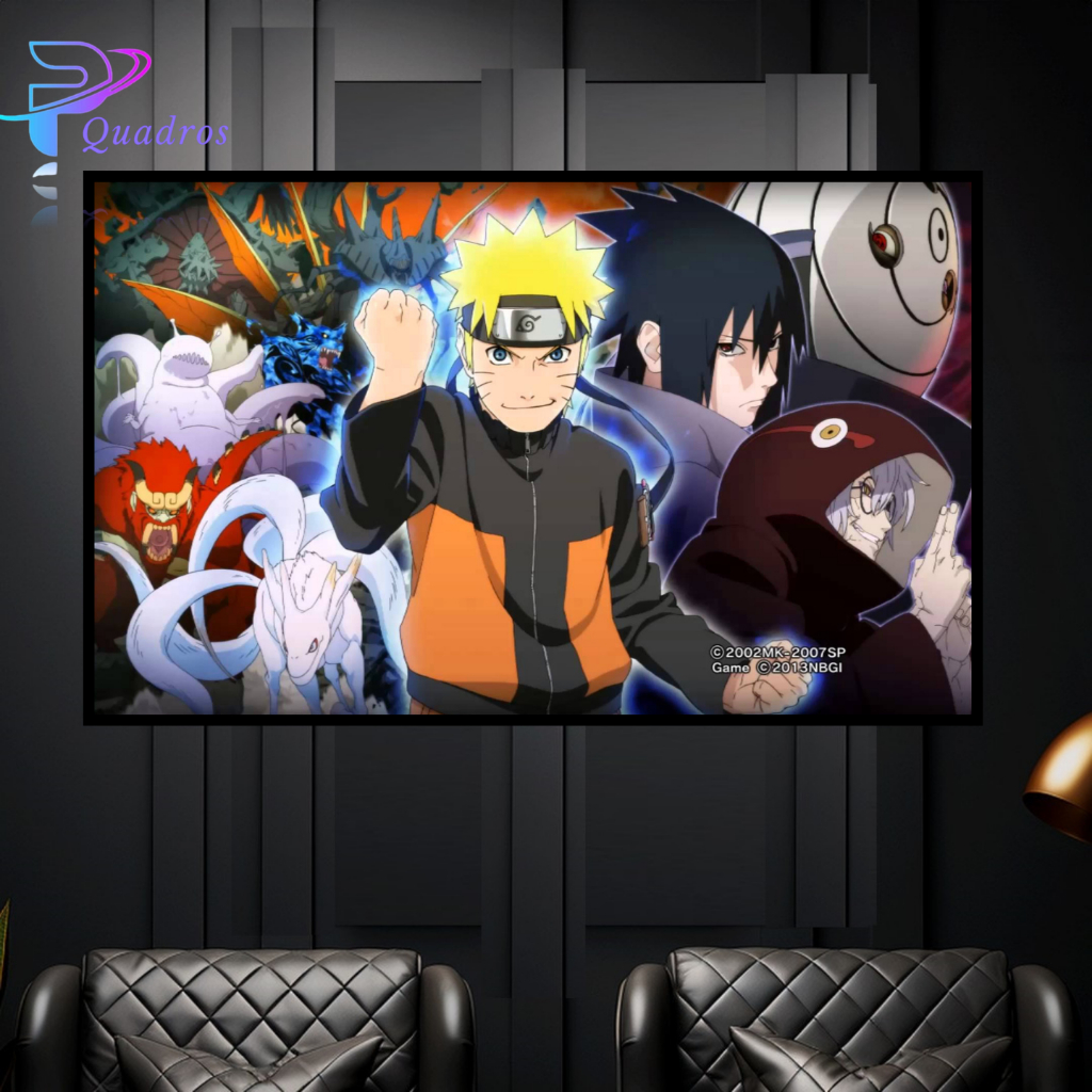 Quadro Decorativo 110x80 Naruto Sasuke Anime Personagens Japonês Casa Sala Quarto Decoração Parede Mdf Adesivo