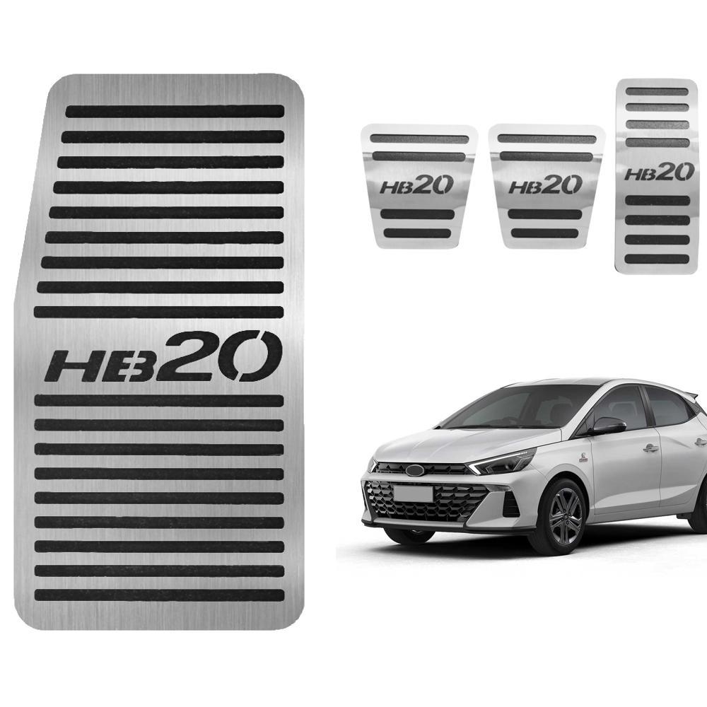 Kit Descanso De Pé + Pedaleira Aço Inox Hyundai HB20 Manual