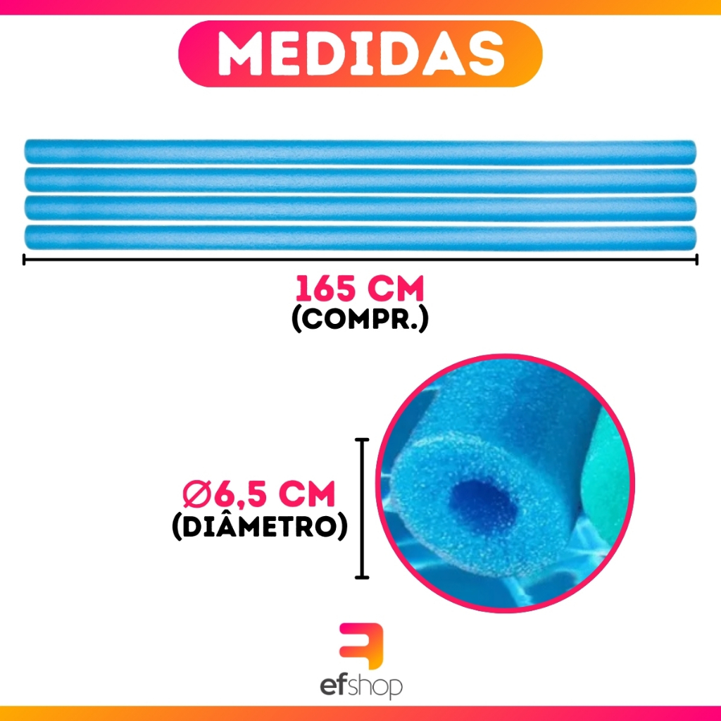 Kit 6 Boia Espaguete Flutuador Macarrão Para Piscina Praia Criança 165 cm Cores Sortidas Com Furo · foto 2