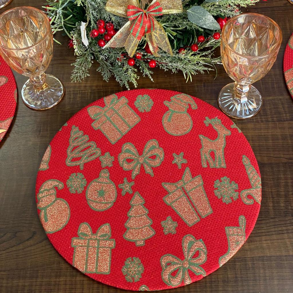 Kit Capas de Sousplat Suplá de Natal Natalino para Mesa 10 Lugares