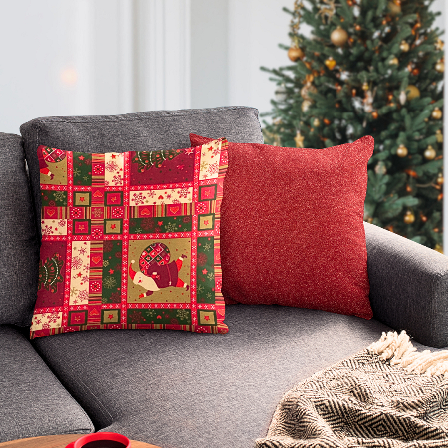 Kit 4 Capas para Almofada de Natal Natalina Decorativa