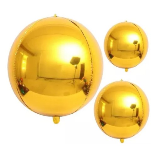 Kit c/ 5 Orbz 4D Balões Dourado Metalizado Grande Decoração Festa Globo 10" 15" 18" 22" 32" em Oferta na Shopee