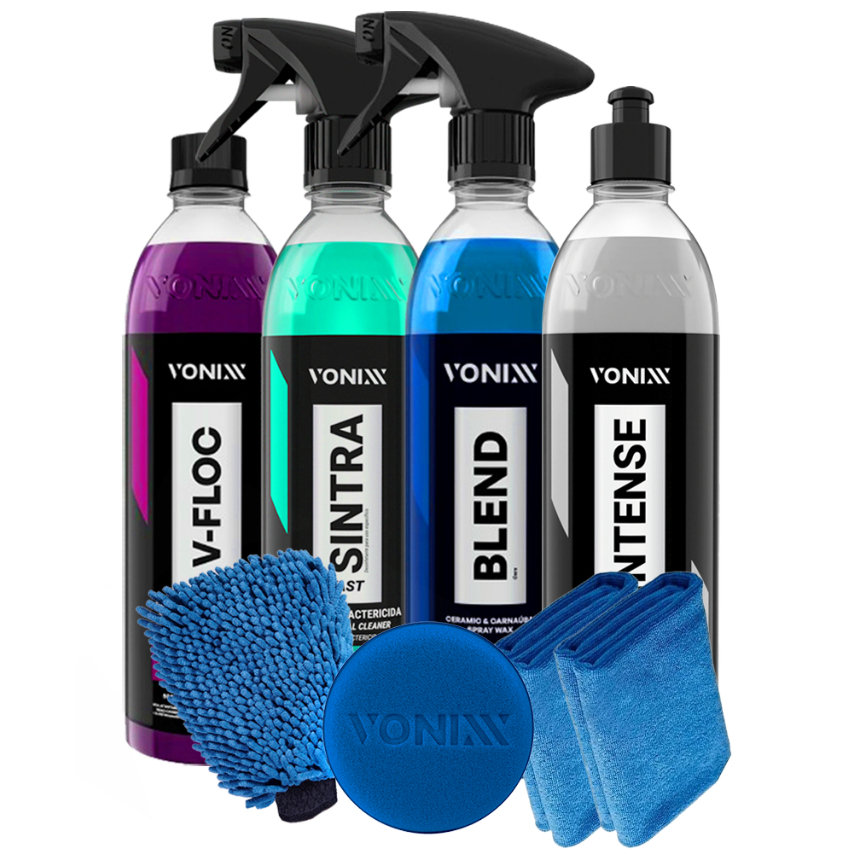 Kit Lavagem Completa Vonixx Revitalizador Intense Shampoo V-Floc Cera Blend Spray Sintra Fast 500ml