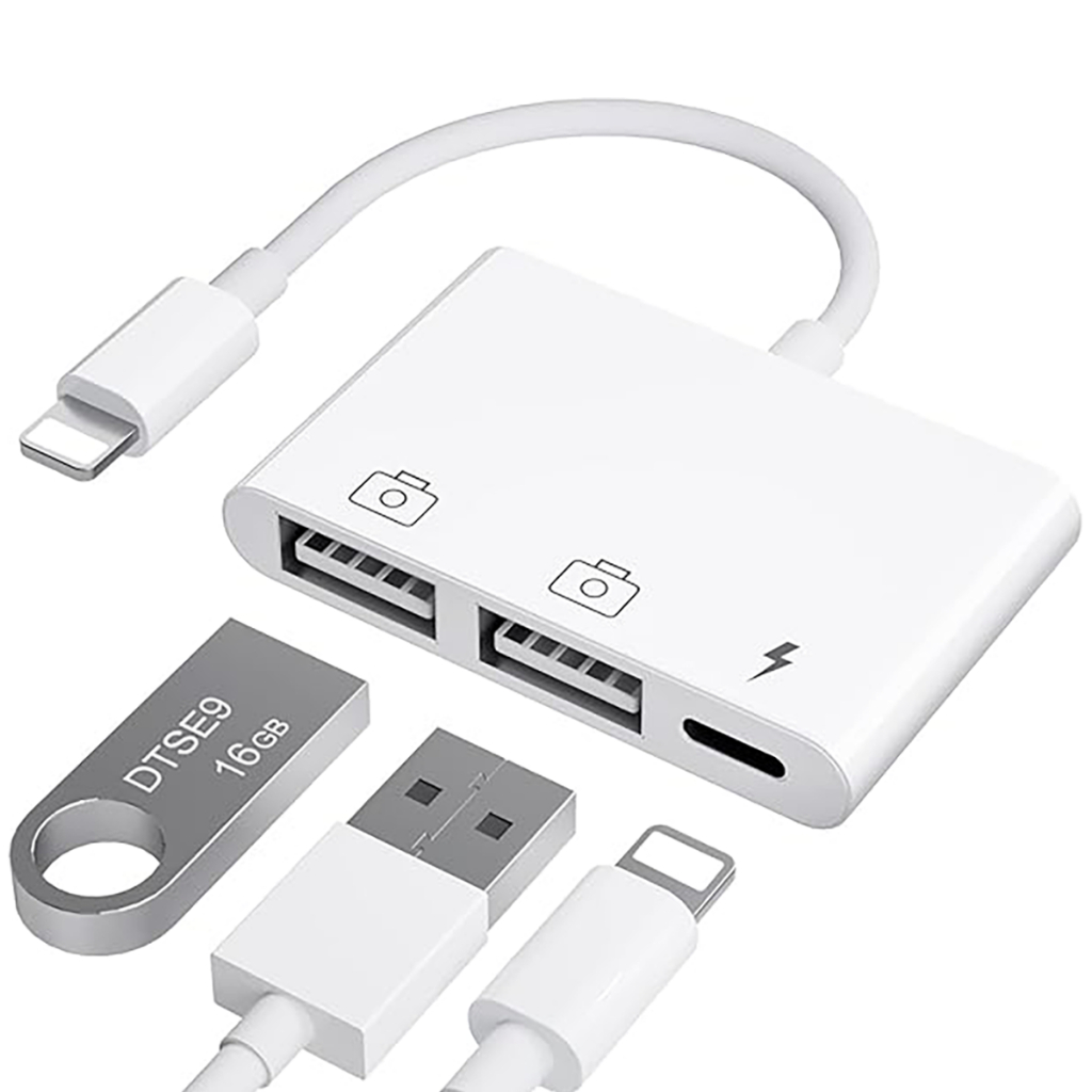 Adaptador de Celular 2 USB e Lightning para iPhone iPad - Mobile & Gadgets
