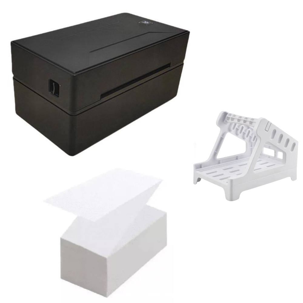 Impressora De Etiqueta Térmica Tipo Zebra CC450 CC431 TT480 + 500 Etiquetas 10x15 + 1 Suporte de Etiqueta