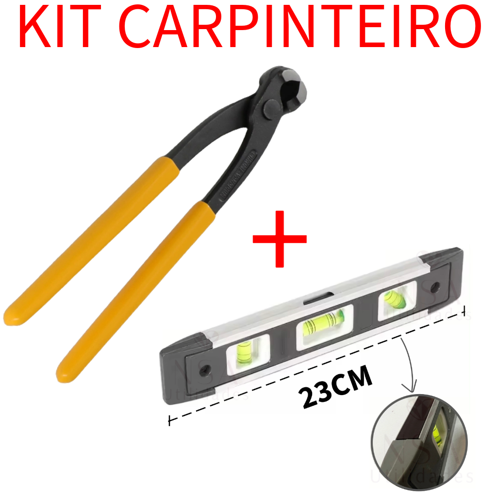 Kit Carpinteiro Turquesa Nível Obra Construção Madeira Arame