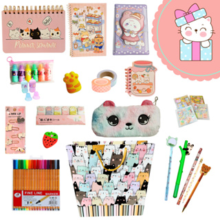 Kit Papelaria Fofa 40 Itens Presente de Luxo Kawai Com Planner e Estojo Super Fofo em Oferta na Shopee