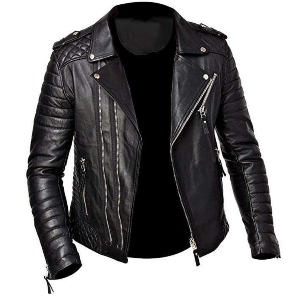 Jaqueta de Couro Masculina Motoqueiro Ziperes Duplos Biker Moto