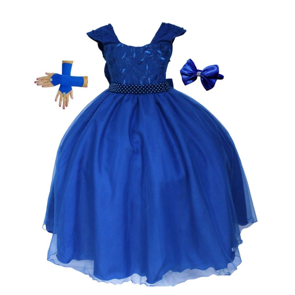 Vestido Infantil Luxo Formatura Casamento Festa Aniversario Com Tiara.