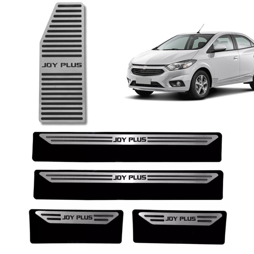 Kit Soleira + Descanso De Pé Em Aço Inox Chevrolet Joy Plus