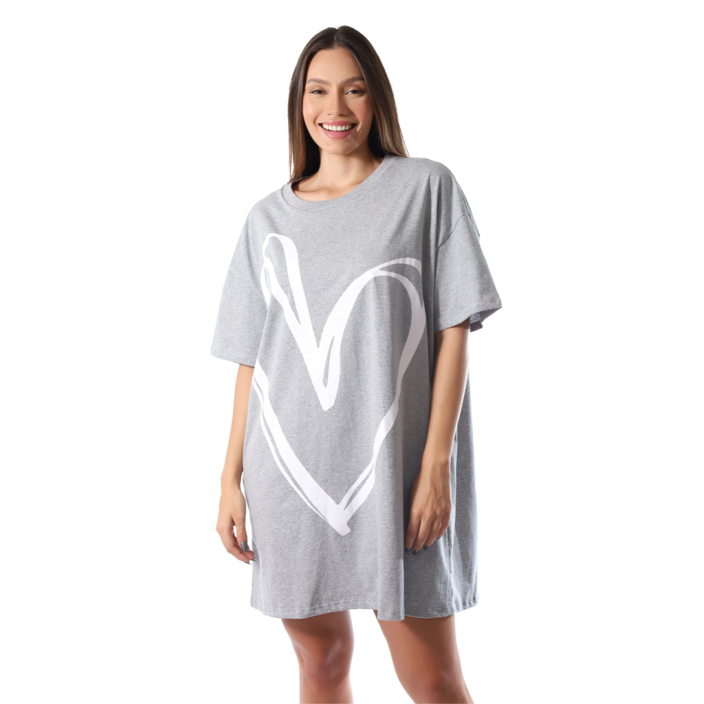 Camisetão Feminina Camisola Verão Coração Empório Do Algodão