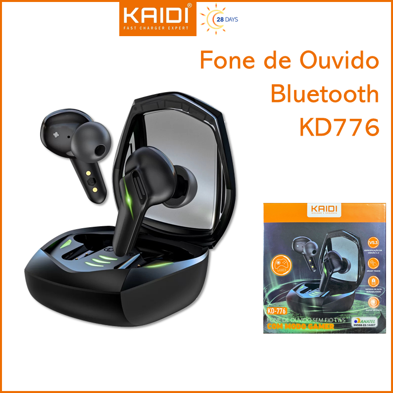 Fone de Ouvido Sem fio Bluetooth TWS Gamer Kaidi KD-776 em Oferta na Shopee