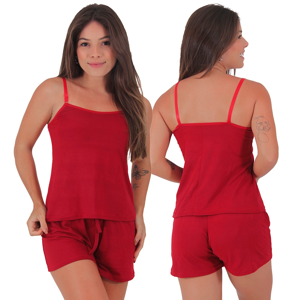 Pijama Baby Doll Feminino Saint Tropez Suede Lingerie em Oferta na Shopee