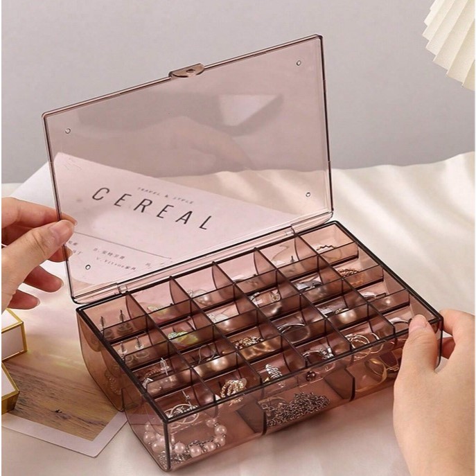 Caixa Organizador de Brinco,  Caixa de Joias de Grande Capacidade, Transparente, Acrílico