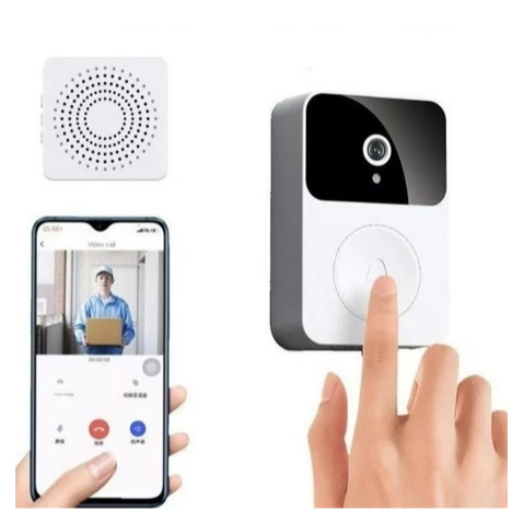Campainha de Vídeo Porteiro HD 1080P Inteligente Sem Fio WI-FI Segurança Acesso Celular Recarregável