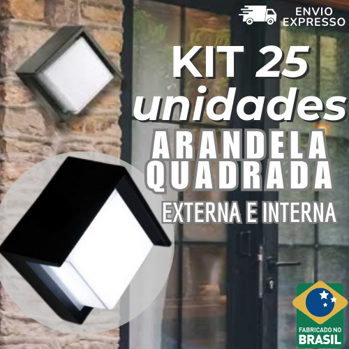 Arandela Externa Interna Quadrada Preta Parede Muro + Lâmpada Led G9 9w Kit até 20