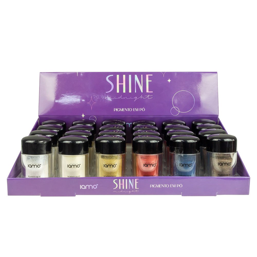 Sombra Pigmento em Pó Glitter Brilho Intenso Iamo Shine Midnight 4g - Alta Fixação e Glow Poderoso
