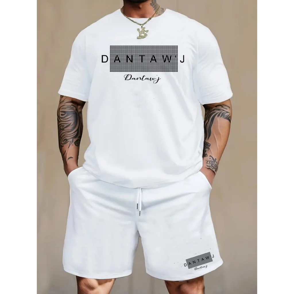Conjunto Masculino Short Moletom + Camiseta Kit Bermuda Camisa Dantaw'J Bolinha em Oferta na Shopee