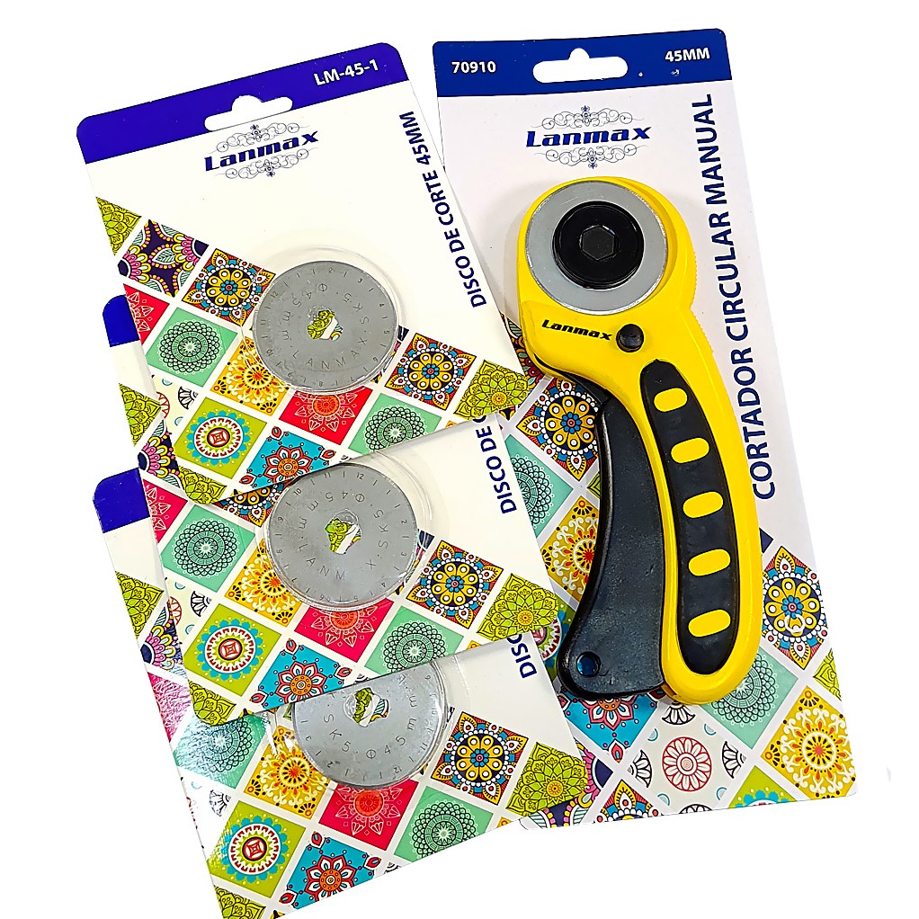 Cortador Circular 45mm + 3 Laminas Extra Tecido Papel Tecido em Oferta na Shopee