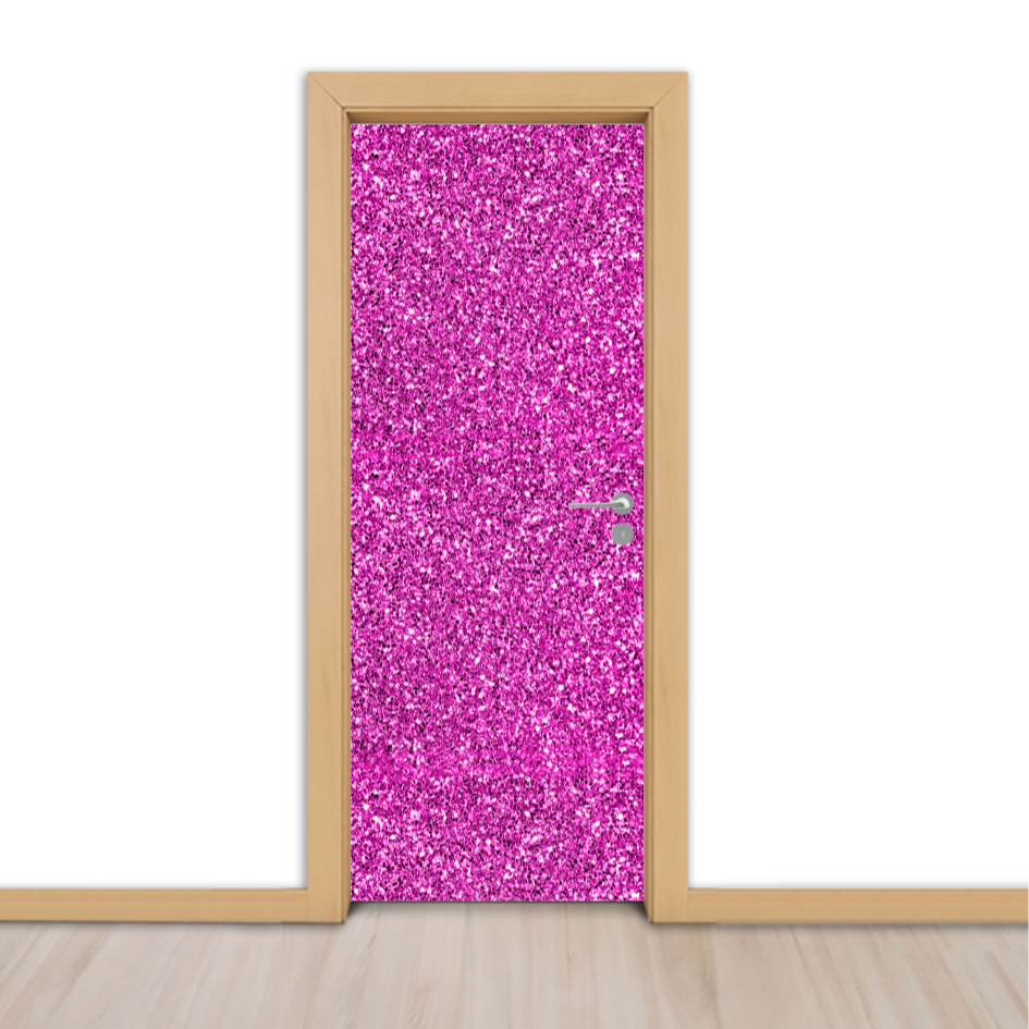 Adesivo para Portas de Madeira ou Vidro Papel de Parede Decoração Revestimento - Brilho Rosa Glitter_011.080