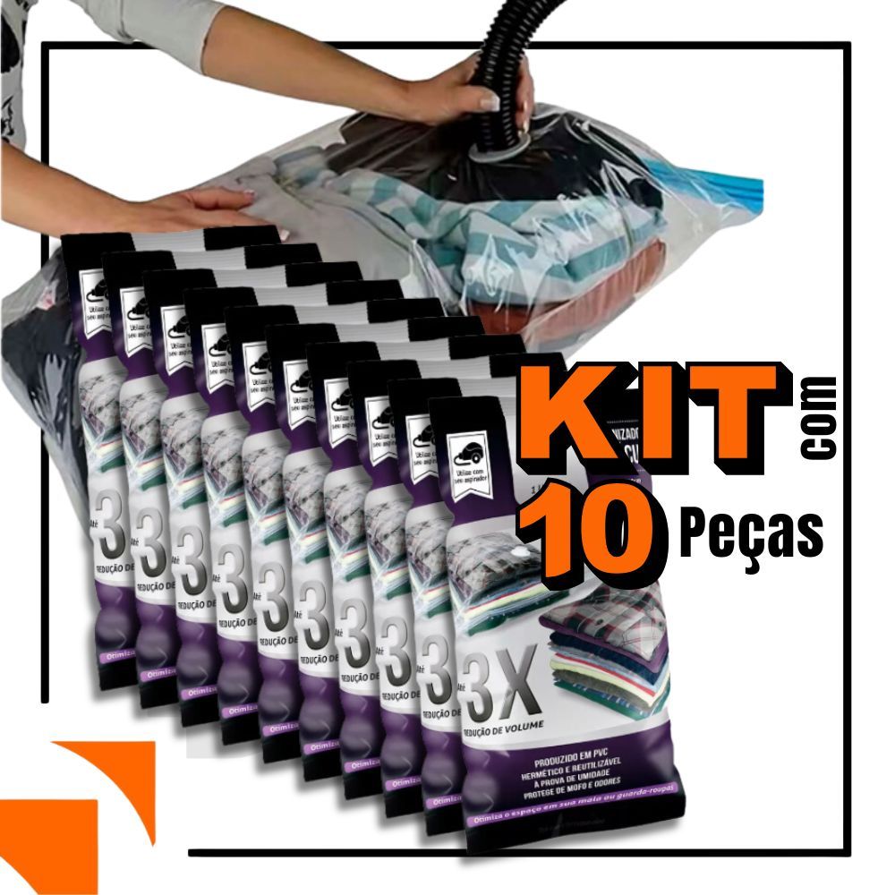 Kit 10 Sacos a Vácuo Organizador para Roupas Mala Cobertor Organização Guarda Roupa em Oferta na Shopee