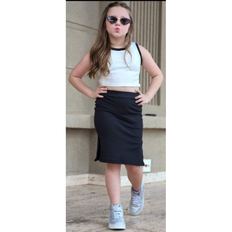 conjunto infantil ana ruga bicolor muito lindo veste bem  temos tamanho do 2 ao 10 em Oferta na Shopee