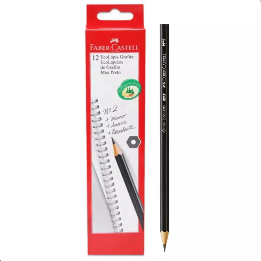 Lápis Preto Ecolápis Grafite Nº2 Faber Castell Caixa C/ 12 Unidades Escolar Escrita Macia Não Quebra em Oferta na Shopee