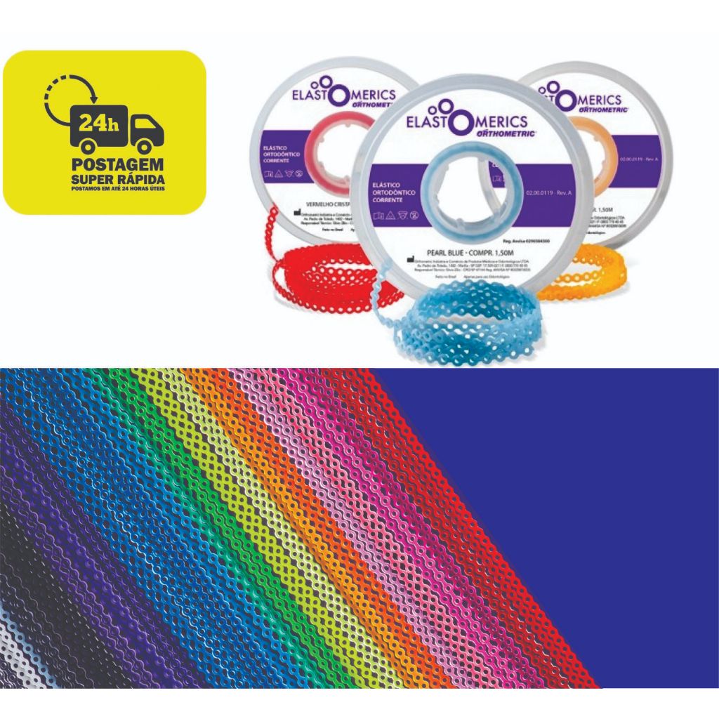 Borrachinha Para Aparelho Trançada - Elástico Corrente Médio 1,5M Orthometric - Cores