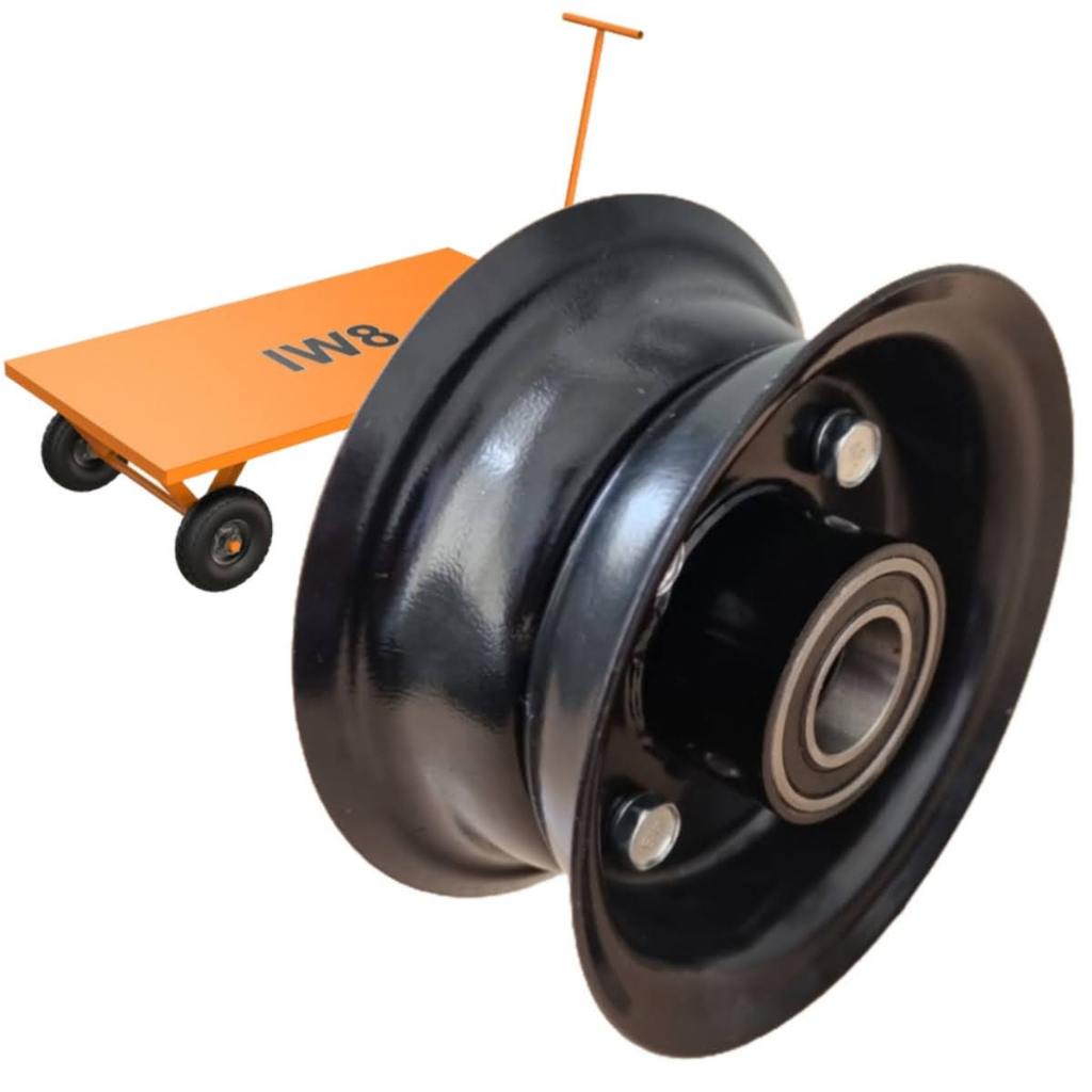 Roda ARO 4 2.50-4 / 3.50-4 Metal C/ Rolamento Tipo 6004 7/8" Para Carrinho De Obra