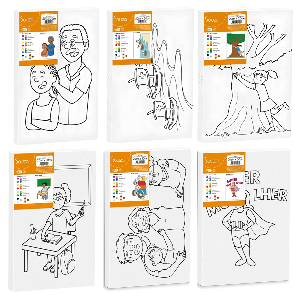 Tela de Pintura Riscada com Desenho 20x30 Souza - Escolha o Modelo em Oferta na Shopee