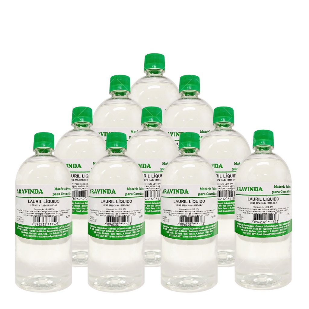 Kit 10 Lauril Líquido 27% Matéria Prima Para Sabonete, Cosméticos 1Litro - Espuma