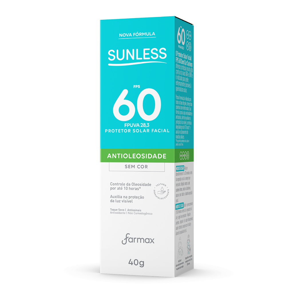 Protetor Solar Facial Antioleosidade com Base Matte 40g FPS 60 Sunless em Oferta na Shopee
