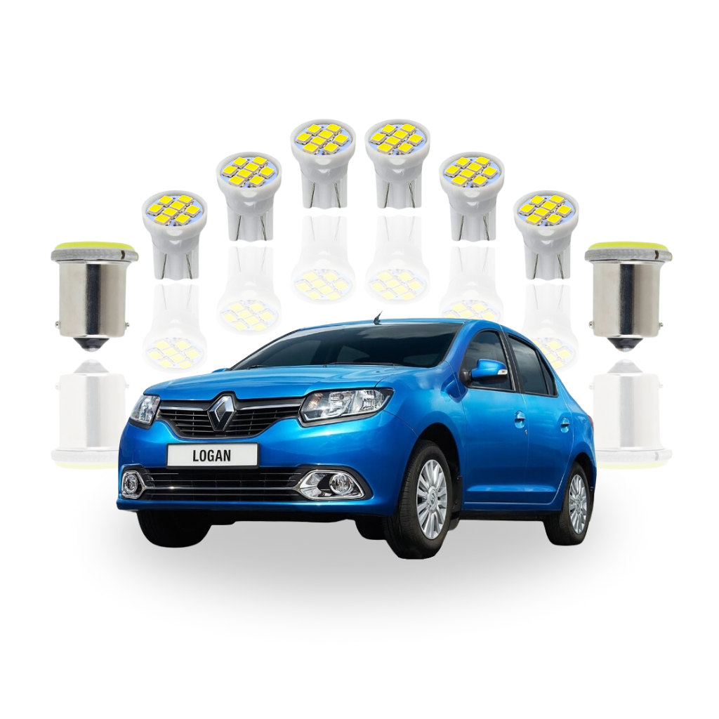 Kit Lâmpada led Renault Logan 2007 a 2020 ( Farolete Teto Placa Ré ) T10 1 polo 1156 pingo pinguinho Meia luz