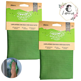 KIT 2 LIMPA VIDRO PANO MAGICO ÁKORA POLIÉSTER E POLIAMIDA em Oferta na Shopee