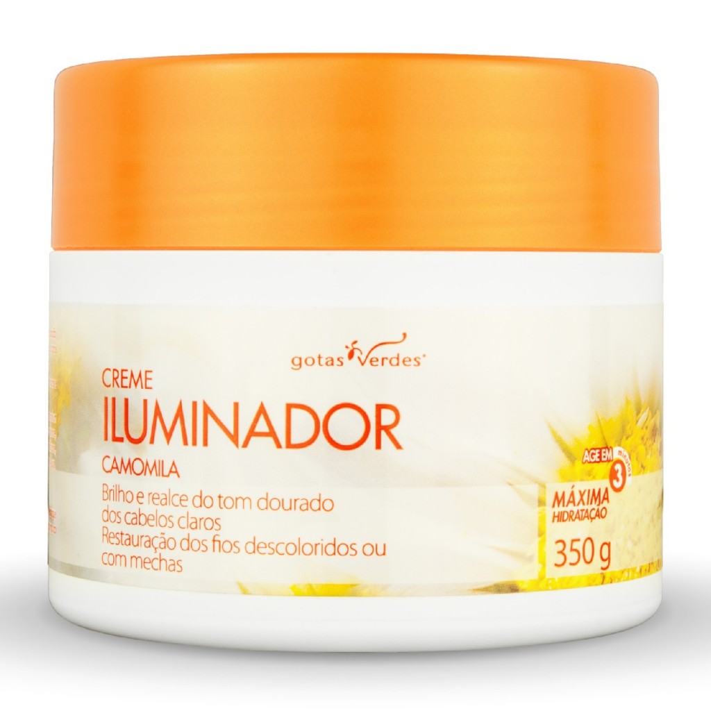 Creme Hidratante Iluminador Camomila - Cabelos Claros 350 g Gotas Verdes em Oferta na Shopee