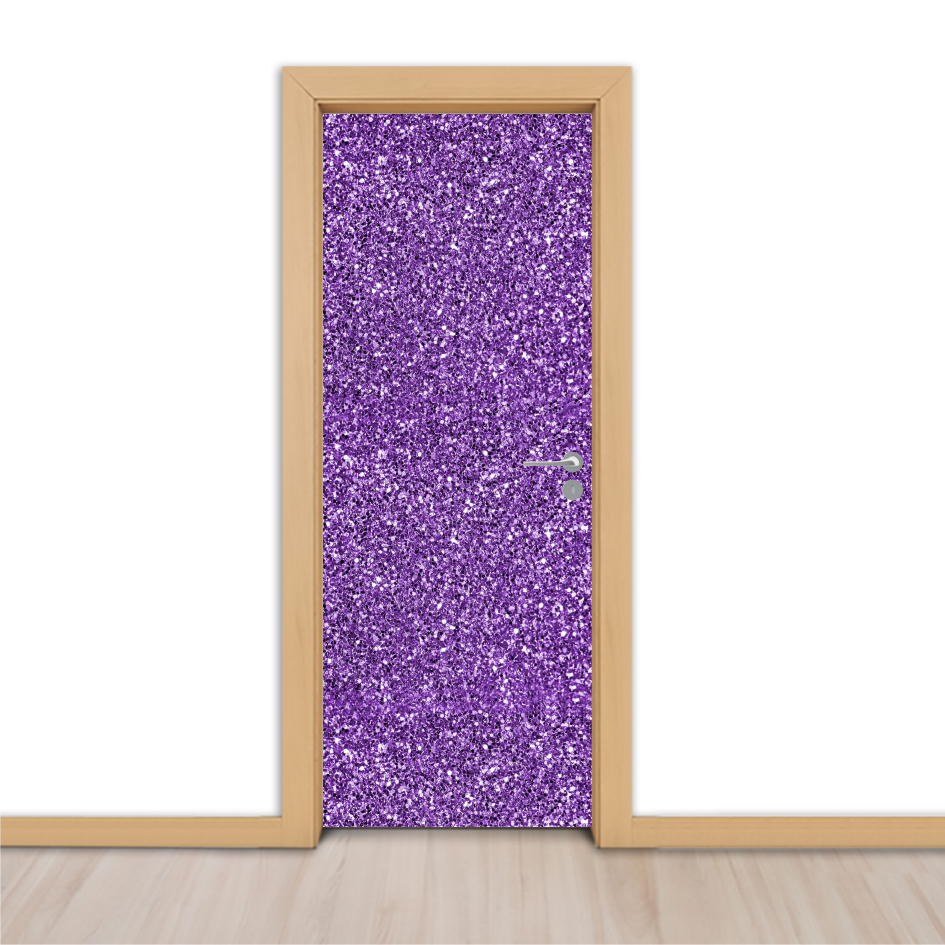 Adesivo para Portas de Madeira ou Vidro Papel de Parede Decoração Revestimento - Brilho Roxo Glitter_011.079