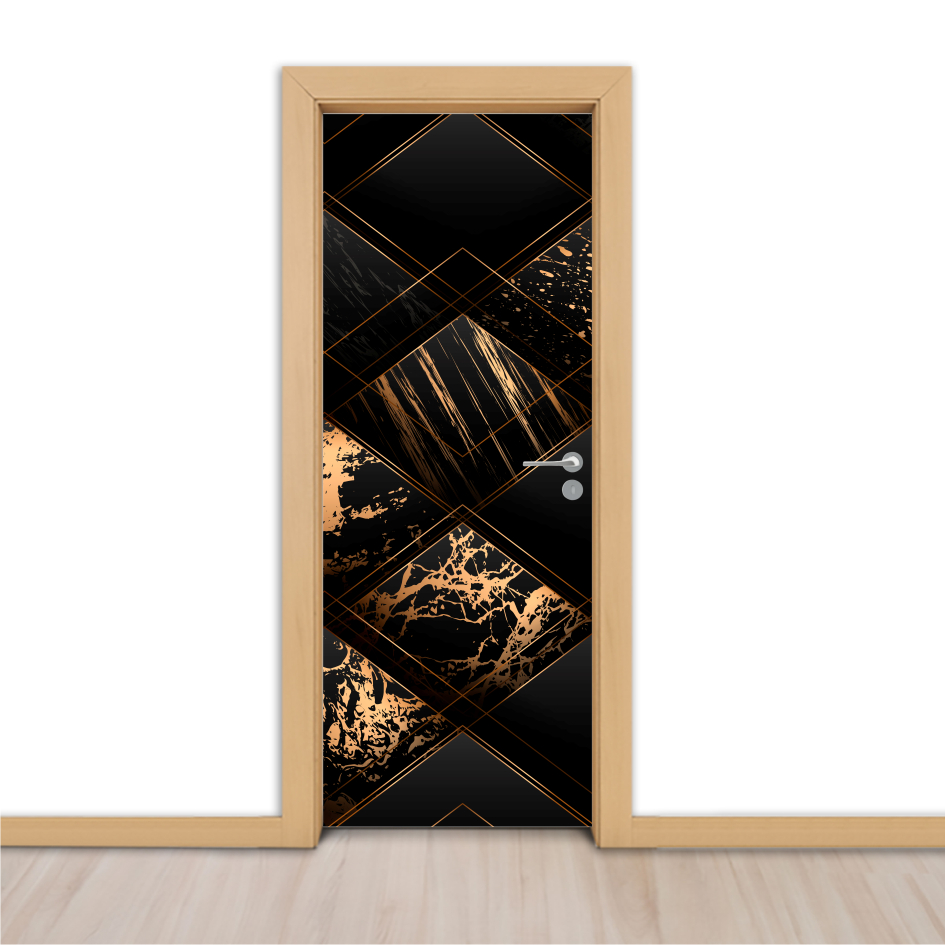 Adesivo para Portas de Madeira ou Vidro Papel de Parede Decoração Revestimento - Dourado e Mármore 2_011.055